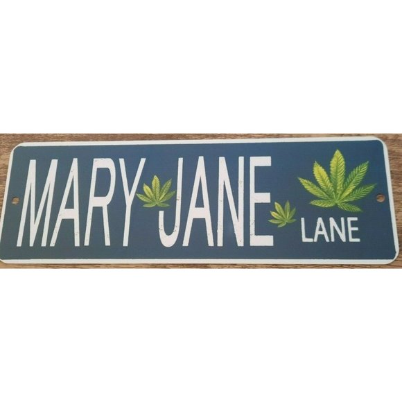 Mary‎ Jane Lane 420 Weed Street 4x12 Metal Wall Sign - Picture 1 of 1